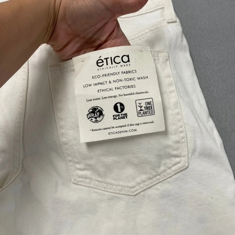 Etica Narin Relaxed Long Short Womens 27 4 White Laser Vortex Distressed New